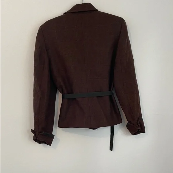 Larry Levine Dark Brown Blazer with Belt - Picture 4 of 5